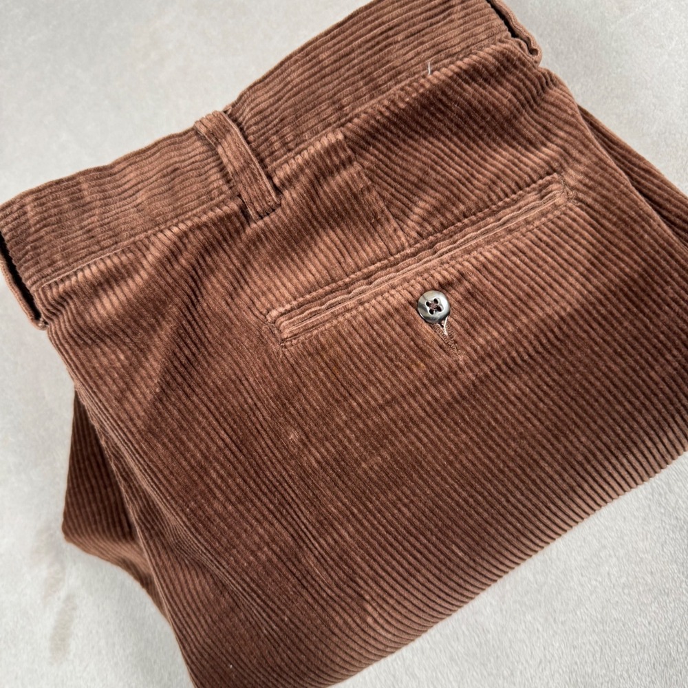 Polo Ralph Lauren Andrew Pant Mens 38/30 Brown Corduroy Pleated Trousers